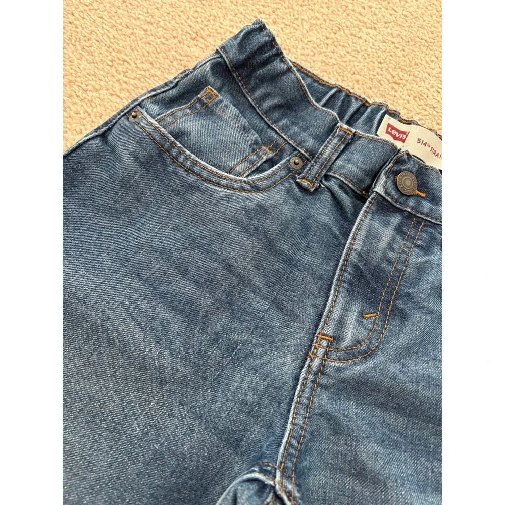 Levis Kids 514 Straight Leg Jeans Size 12 Medium Wash Blue Adjustable Waist